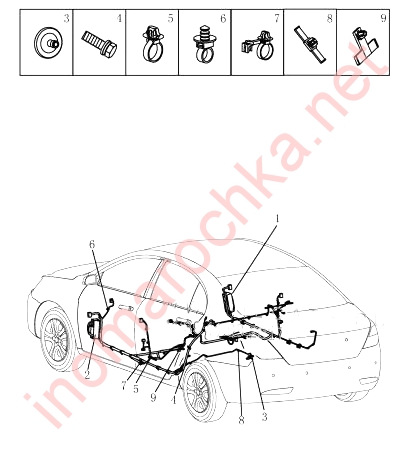 Проводка салона Geely Emgrand EC7 схема